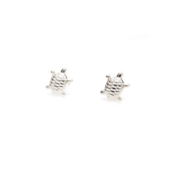 925 Sterling Silver or Gold Turtle Stud Earrings for Earlobes and/or Cartilage - Picture 1 of 9